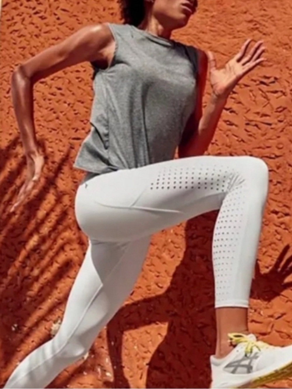 Athleta White Contender 7/8 Mid-Rise Leggings w/ Zipper Pockets Medium petite
